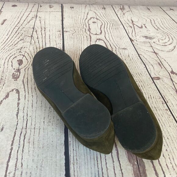 Stuart Weitzman Slip‎ On Kitten Heel Pointed Toe Womens 7.5 Dark Green Suede - Picture 7 of 10